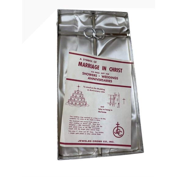 Cake Topper 25th Anniversary Cross Interlocking Rings Christian Religious Décor - Picture 15 of 16